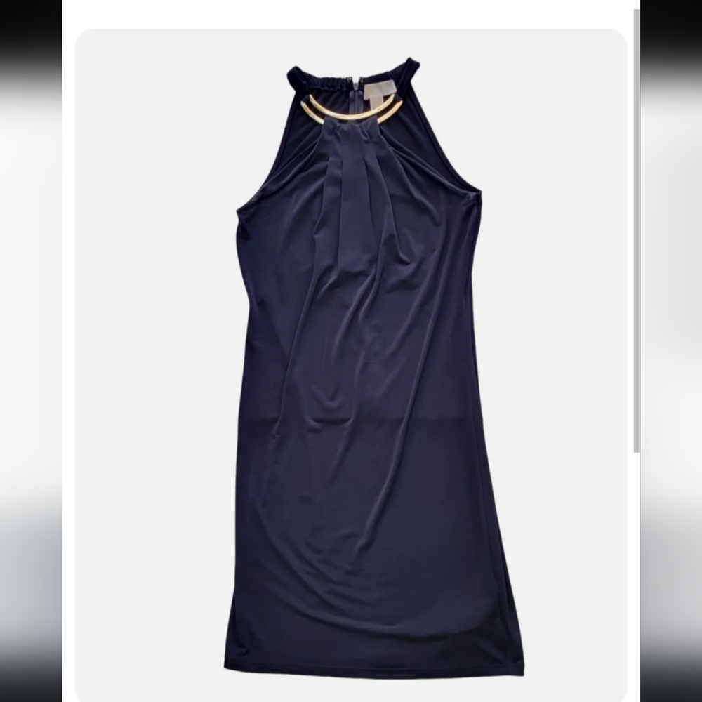 Michael Kors Halter Sleeveless Black Mini Logo Dress
